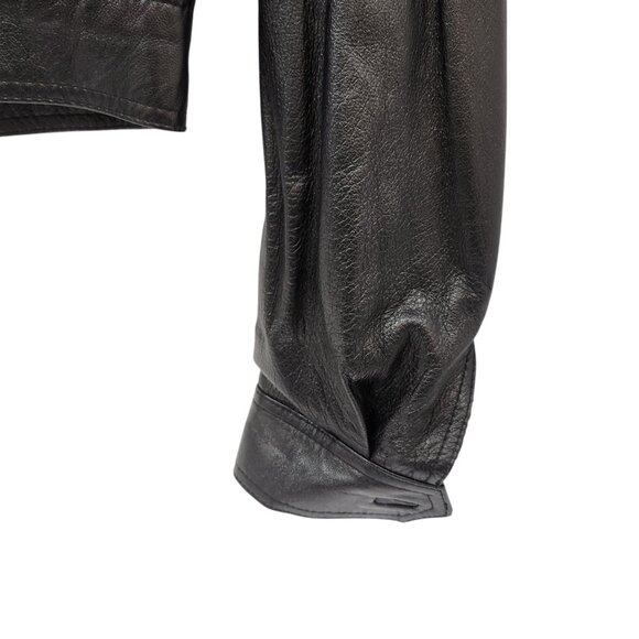 Vintage 90s LIMITED Women's Cropped Black Leather Jacket Stud Detail Size Small - Picture 6 of 10